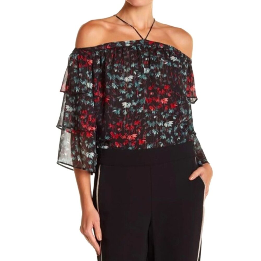 NWT 1.State Cold Shoulder Ruffle Blouse